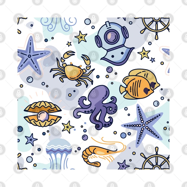 Ocean animals design pattern by Eskitus Fashion