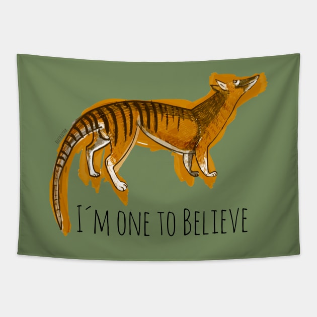 Believe in Thylacine Tapestry by belettelepink