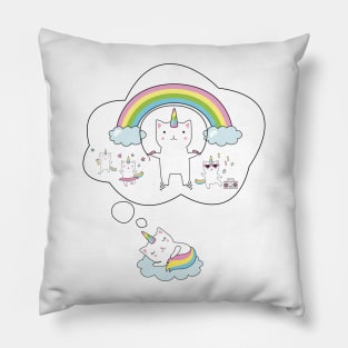 Caticorn T shirt Cat Unicorn Kittycorn Rainbow Gifts Kids Girls Women Funny Cute Tees Fitted Pillow