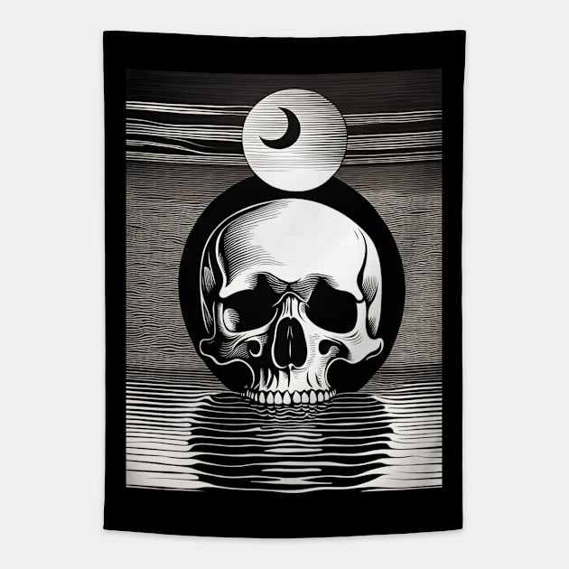 Witching Hour: Mystic Manifestation Skull Tapestry by SunGraphicsLab