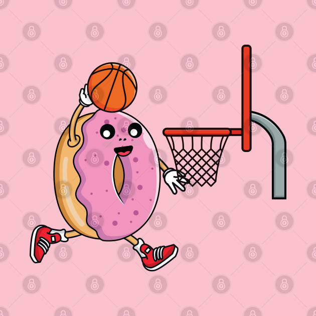 Donut dunking a basketball Funny Basketball TShirt TeePublic
