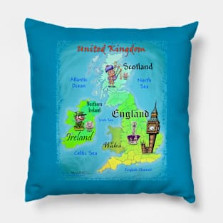 United Kingdom Fun Map Pillow