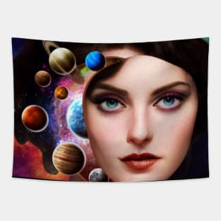 Space on My Mind Surreal Science Fiction Collage Tapestry