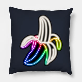 Rainbow Neon Banana Bar Sign Pillow