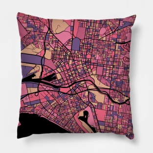 Melbourne Map Pattern in Purple & Pink Pillow