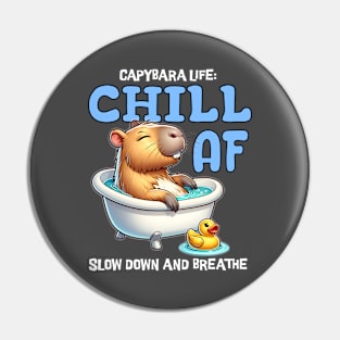 Cute Capybara Relaxing in Bathtub Pin