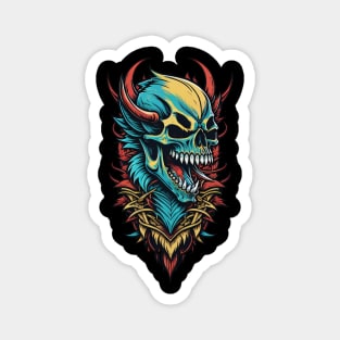 Vintage Colored Morbid Skull Face Magnet