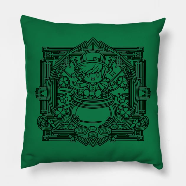 Leprechaun Art Deco Pillow by CharmingChomp