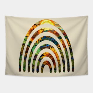 Sunflower Stained Glass Rainbow Tapestry