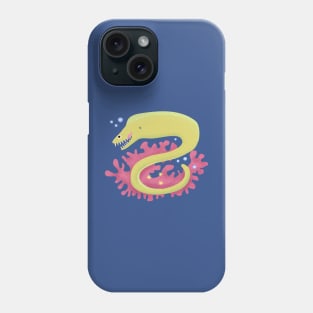 Green moray eel funny cartoon illustration Phone Case