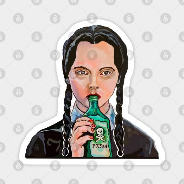 Wednesday Addams 'copium' drinking poison Magnet by SmerkinGherkin