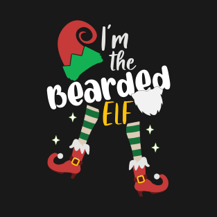 Funny I'm The Bearded Elf Christmas Xmas Matching Family T-Shirt