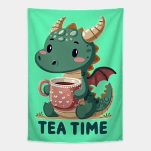 Tea Time: Dragon's Delightful Brew Tapestry