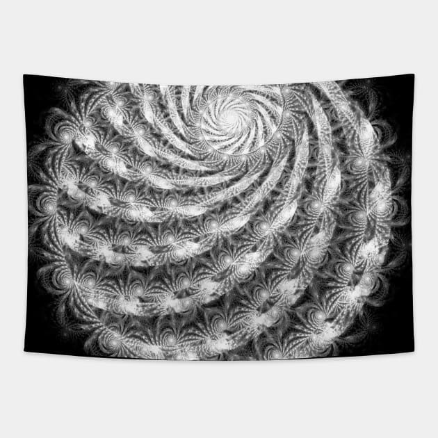 White Spirals Tapestry by astrellonart