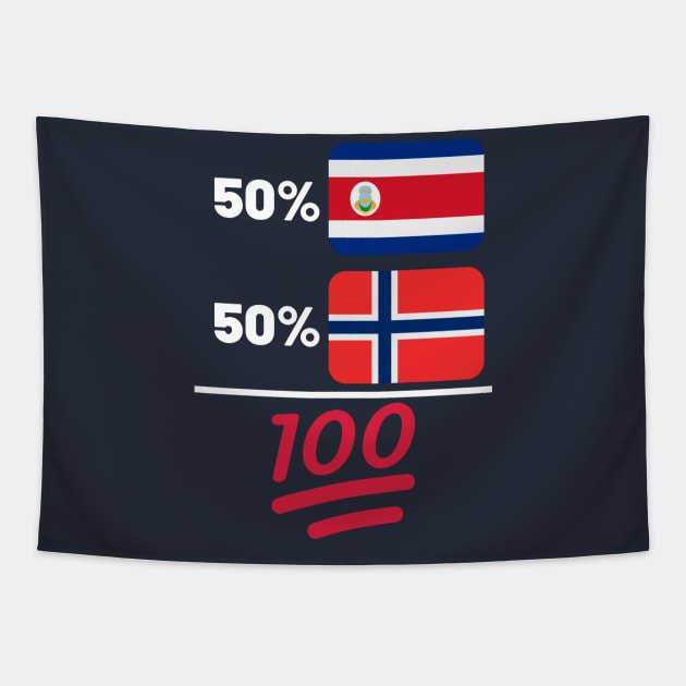 Costa Rican Plus Norwegian Mix Heritage Flag Gift Tapestry by Just Rep It!!