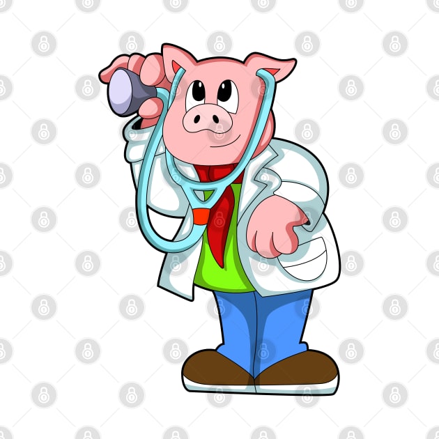 Pig as Doctor with Stethoscope by Markus Schnabel