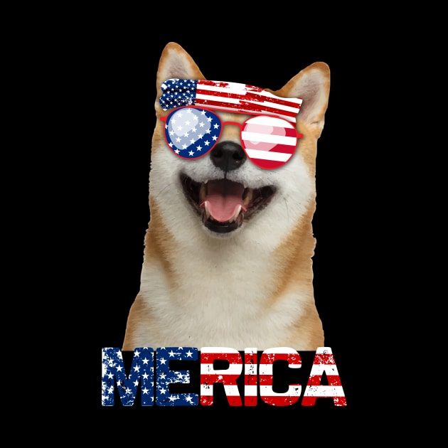 Merica Shiba Inu Dog American Flag 4Th Of July by jrgenbode