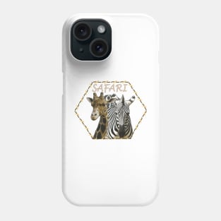 Safari Design, giraffe, zebra, African animals Phone Case