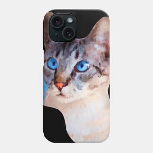 white domestic shorthair cat painting Phone Case