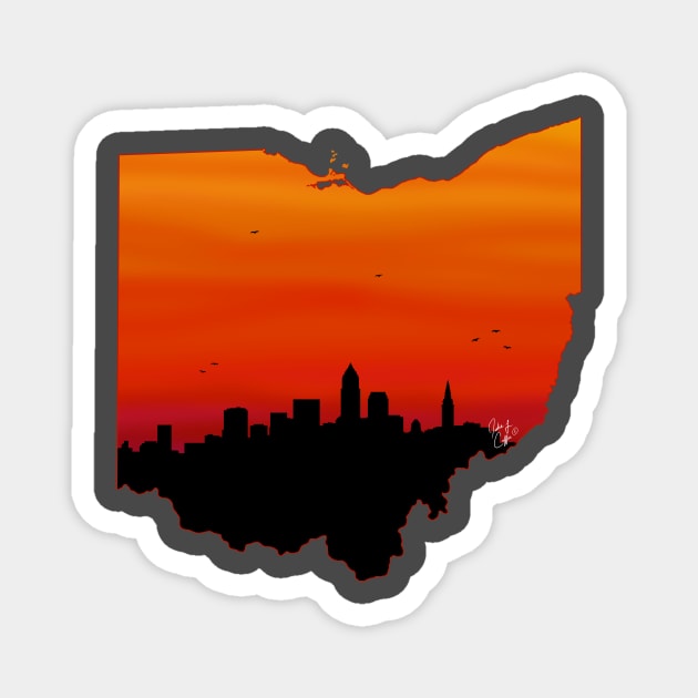 Cleveland Skyline Magnet by JuliaCoffin