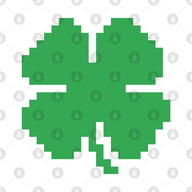 8 Bit Luck Pixel Four Leaf Clover by tinybiscuits