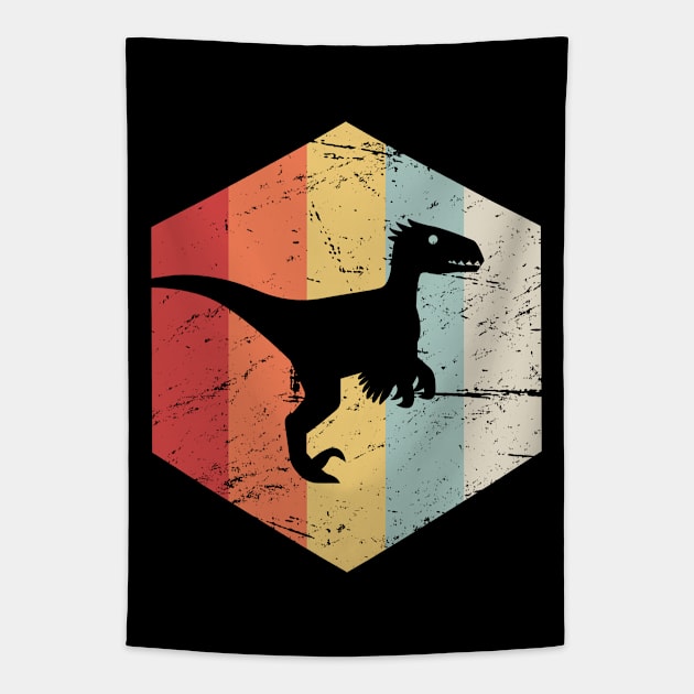 Retro 70s Velociraptor Tapestry by Wizardmode