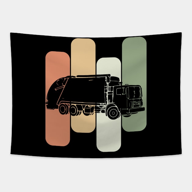 Vintage Garbage Truck Driver Trash Tapestry by DesignatedDesigner