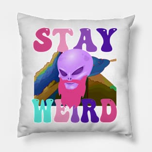 Stay Weird Alien - Moustache Pillow