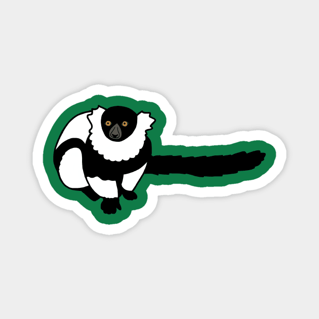 Kizzy the Black and White Ruffed Lemur Magnet by wildlifeandlove