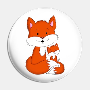 Fox family Pin