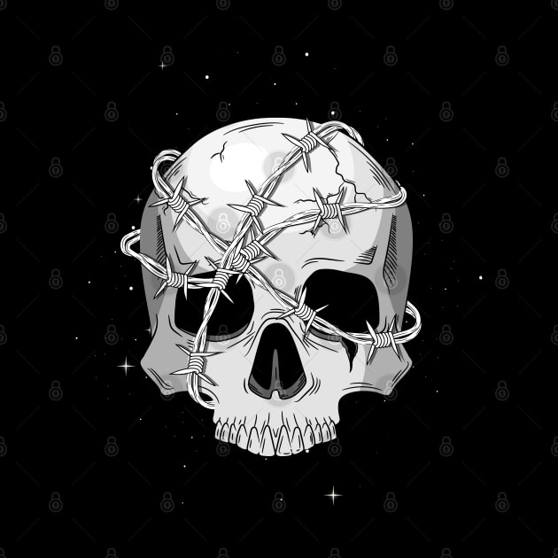 Skull and barbed wire by Notfoundartwork