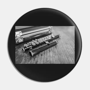 Wooden flute and case Pin