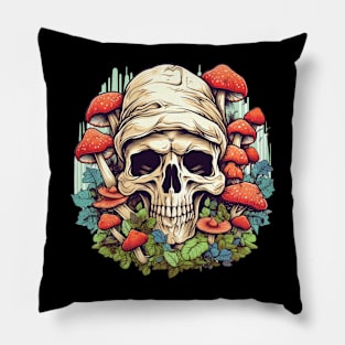 Kaleidoscope Enchantment Psychedelic Mushroom Skull Pillow