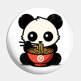 Vintage Kawaii panda eat ramen noodles Pin