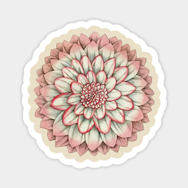 Chelsea Millennial Pink Dahlia Flower Magnet by RedThorThreads