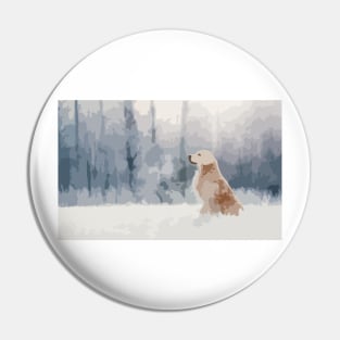 Golden Retriever Digital Painting Pin