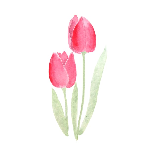 2 red tulips watercolor by colorandcolor