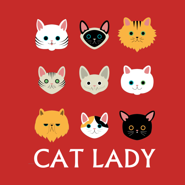 Cat Lady - Cat Faces Cute Girls Womens Shirt by MADesigns