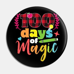 100 days of magic cute red plaid 100th day of school gift for students and teachers Pin