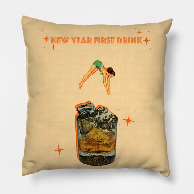 New Year First Drink Pillow by Vintage Dream