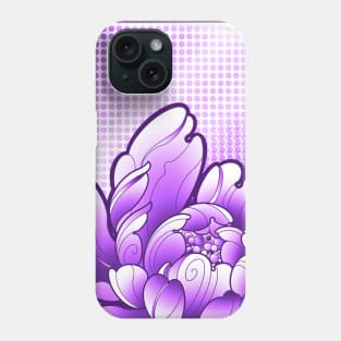 purple peony flower  kawaii pop art style print Phone Case