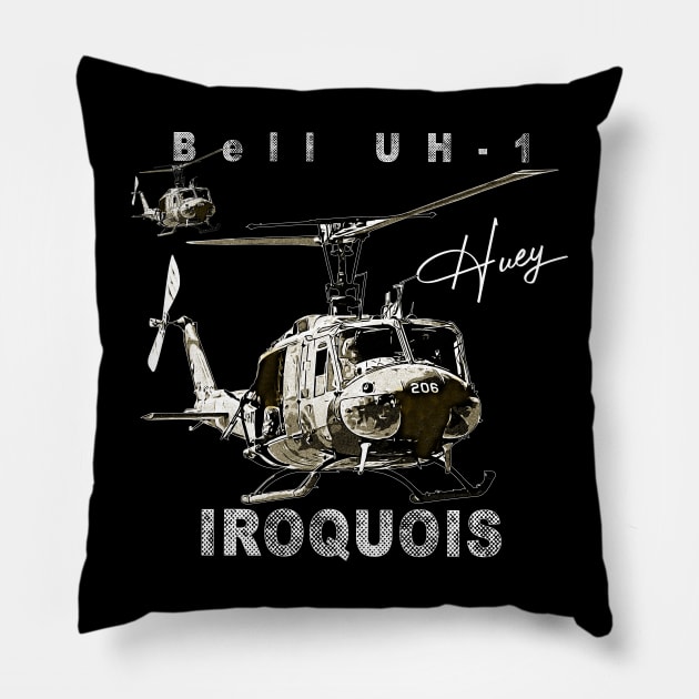 Bell UH-1 Iroquois helicopter Pillow by aeroloversclothing