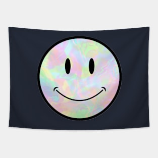 Holo Trippy Smiley Face Black Outline Tapestry