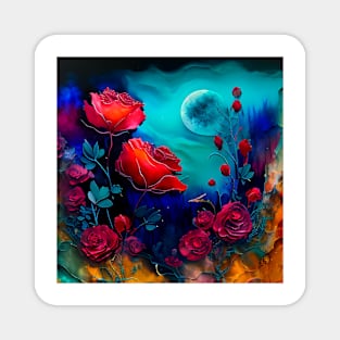 Red Roses Alcohol Ink Magnet