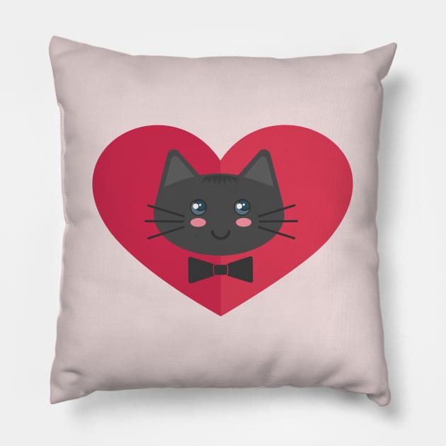 Black kitten in my heart Pillow by FunawayHit