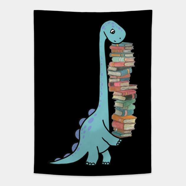 Reading Dinosaur 2 Tapestry by Collagedream