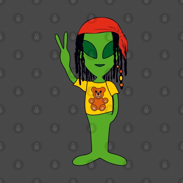 Peace Alien - Pirate Dreadlocks - Teddy Bear T-Shirt by EDDArt