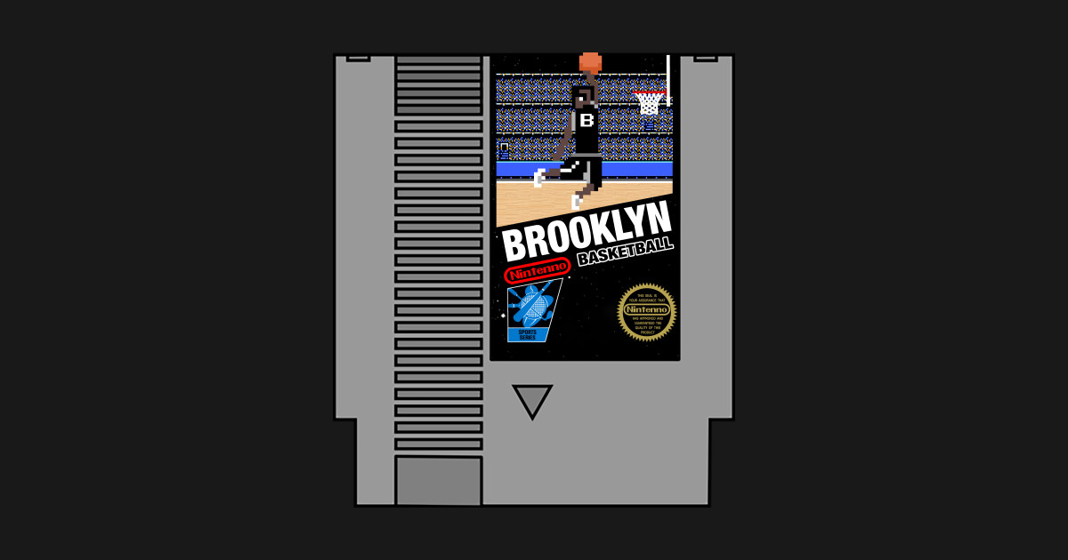 Brooklyn Basketball 8 bit pixel art cartridge design - Brooklyn Nets - Pin | TeePublic UK