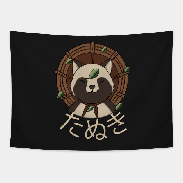 Kawaii Tanuki Tapestry by Luna Illustration