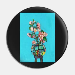 Flowers in a Vase series, Blossom in a Stained Glass Vase Pin